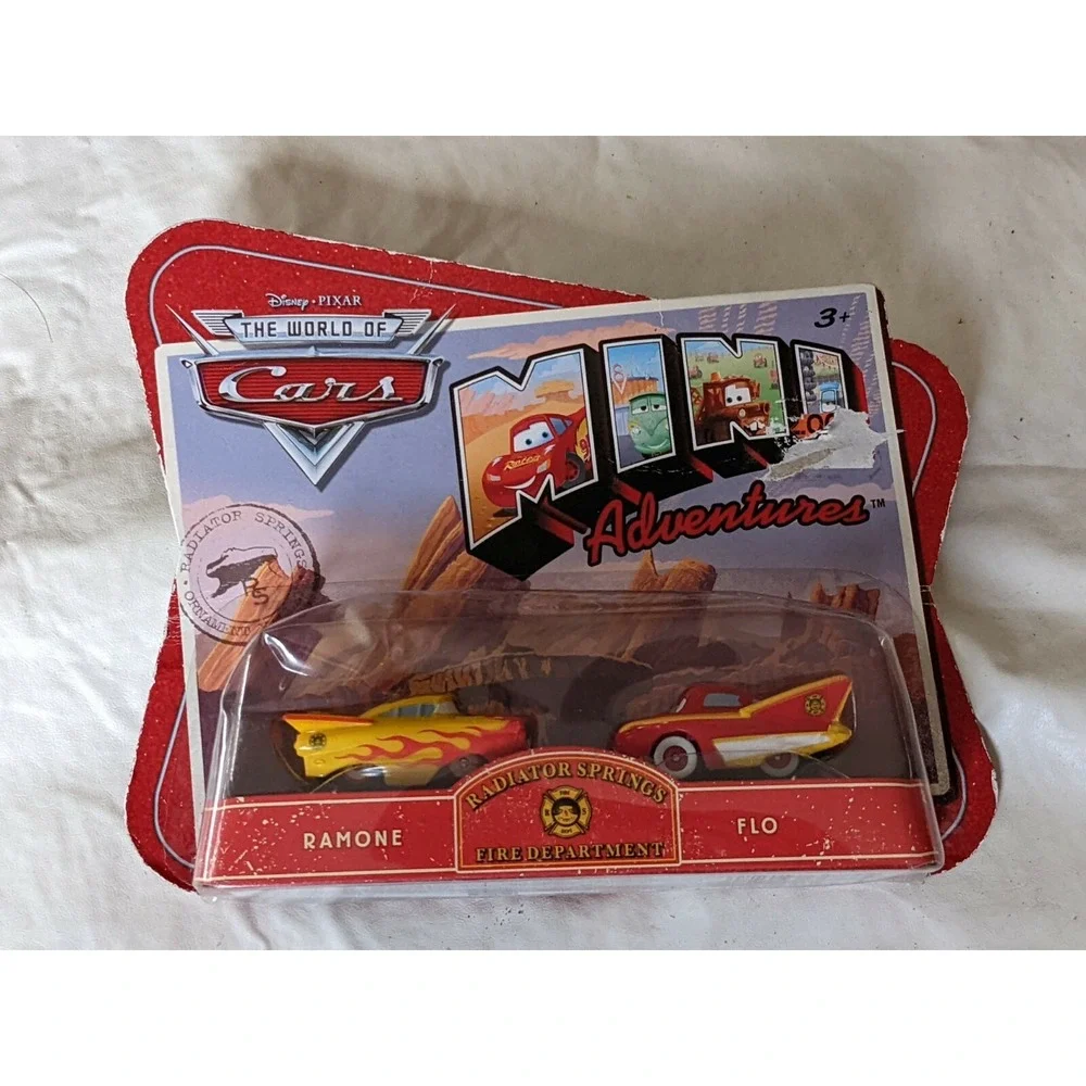 Disney Cars Mini Adventures Red Ramone Flo Fire Department Toy Car Set NEW
